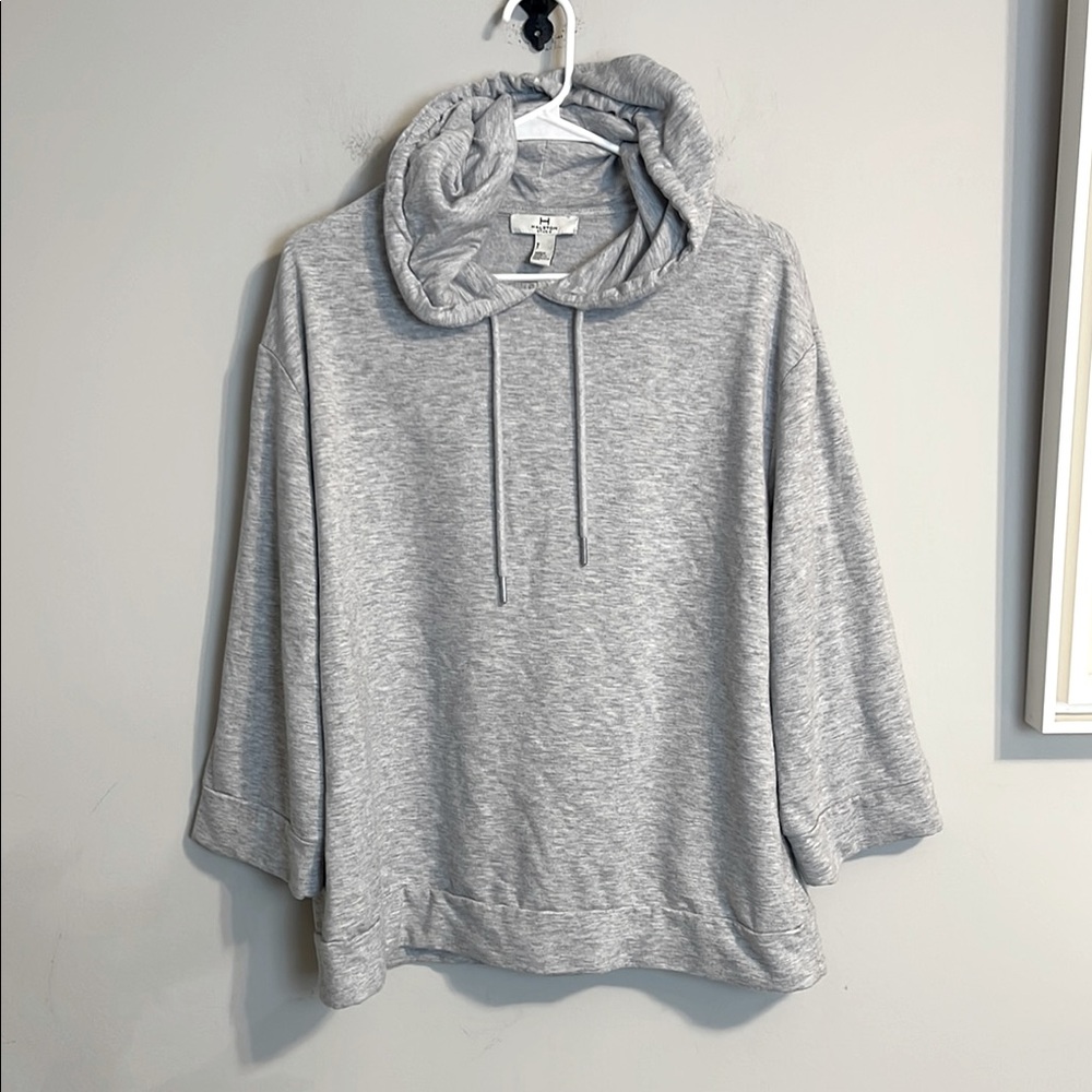 Halston Gray hoodie oversized sweatshirt size medium